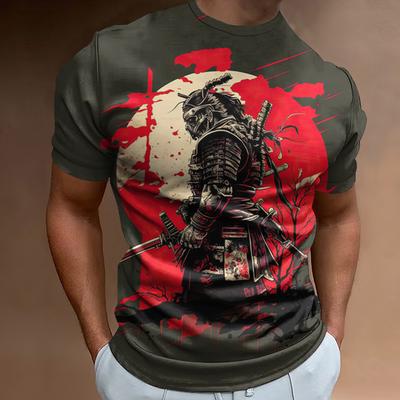 Νέα Ανδρική Μπλούζα T-Shirt με 3D Ιαπωνική Εκτύπωση Σαμουράι Ρετρό Casual Ανδρικά Ρούχα Χαλαρή Oversized Μπλούζα Καλοκαιρινή Κοντομάνικη Για Άνδρες Μπλούζες