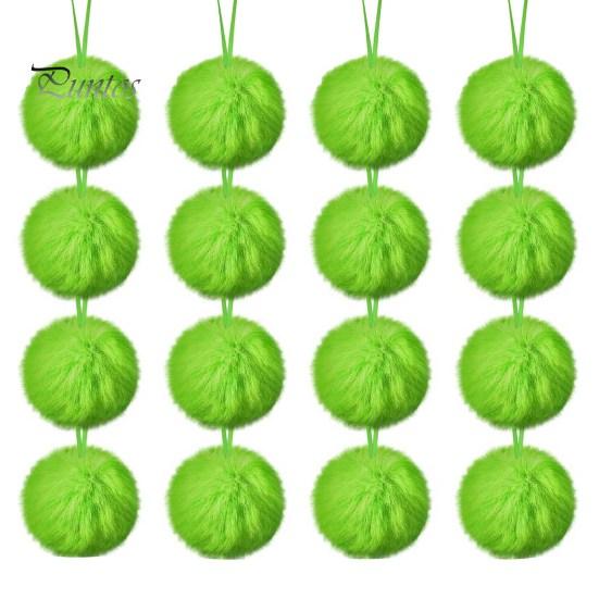 

12/16 шт. Рождественские подвесные украшения 6 см зеленые пушистые шарики бант декор легкий многоразовый елочный кулон праздничный декор подарки 16pcs зелёный
