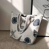 Shell Pattern Canvas Tote Bag, Marine Life Pattern Travel Beach Bag, Lightweight Summer Vacation