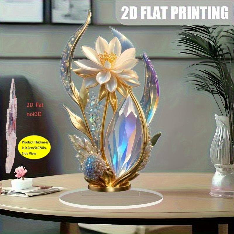 2D Flat Acrylic Colored Crystal Lotus Decoration, Indoor and Outdoor Decoration - No Battery/electricity Required, Free Day Decoration, Sh