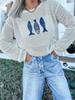 Herbst Pullover für Damen, lockere Passform, mit kleiner Fischstickerei