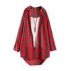 Women's Cotton Linen Plaid Long Shirt - Sun Protection, Loose Fit Outerwear, Lazy Style