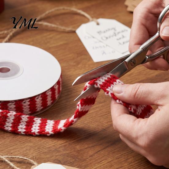Christmas Theme Ribbon for Gift Boxes 5m Woven Wrapping And Bouquet Packaging, Decorative Holiday Packaging Knit Crafts DIY Bow Making, 0.7"