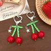 Kawaii Red Cherry Fruit Keychain Cute Heart Key Ring Lovely Bag Charm Unique Gift for Girls Back To School Presents
