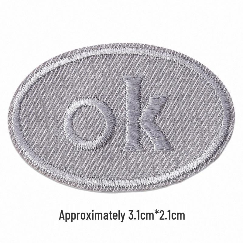 Self-Adhesive Embroidery Cloth Patches for Jackets & DIY Decor - OK Letter Accessory Stickers
