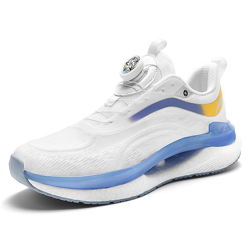 Mens Breathable Running Shoes Lightweight Cushioned Sneakers With Rotating Buckle