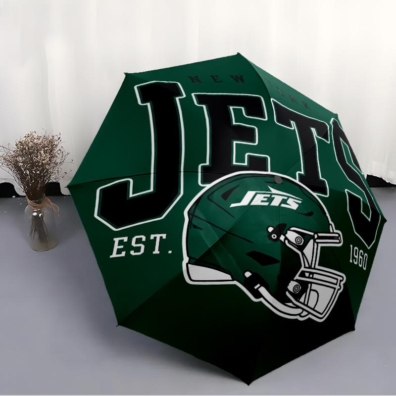 Printed New York Jets logo Folding Umbrella,Outdoor,Leisure,And Travel Umbrella,Durable Umbrella Fabric,Birthday And Holiday Gift