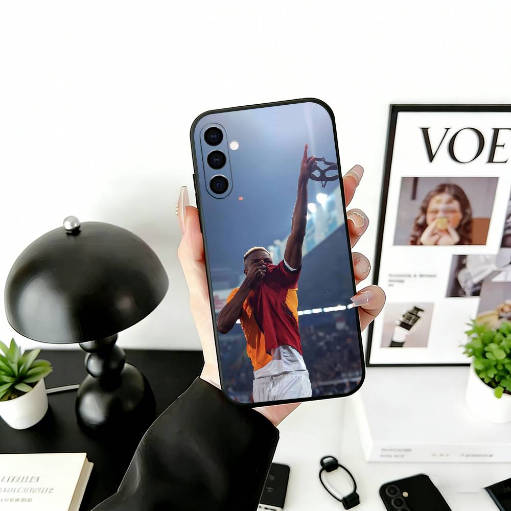 

Football V-Victor O-Osimhen Phone Case Black Silicone Soft For Samsung Galaxy A73,A72,A71,A70,A53,A52,A51 Samsung a12