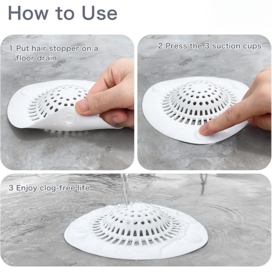 Hair Catcher Shower Drain Cover (Suction Cup Installation) Clog-Proof Sink Filter