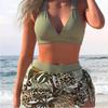 2026 European and American New Split Swimsuit Female Sexy Lace-up Tight Gathering Bikini Beach, Swimsuit