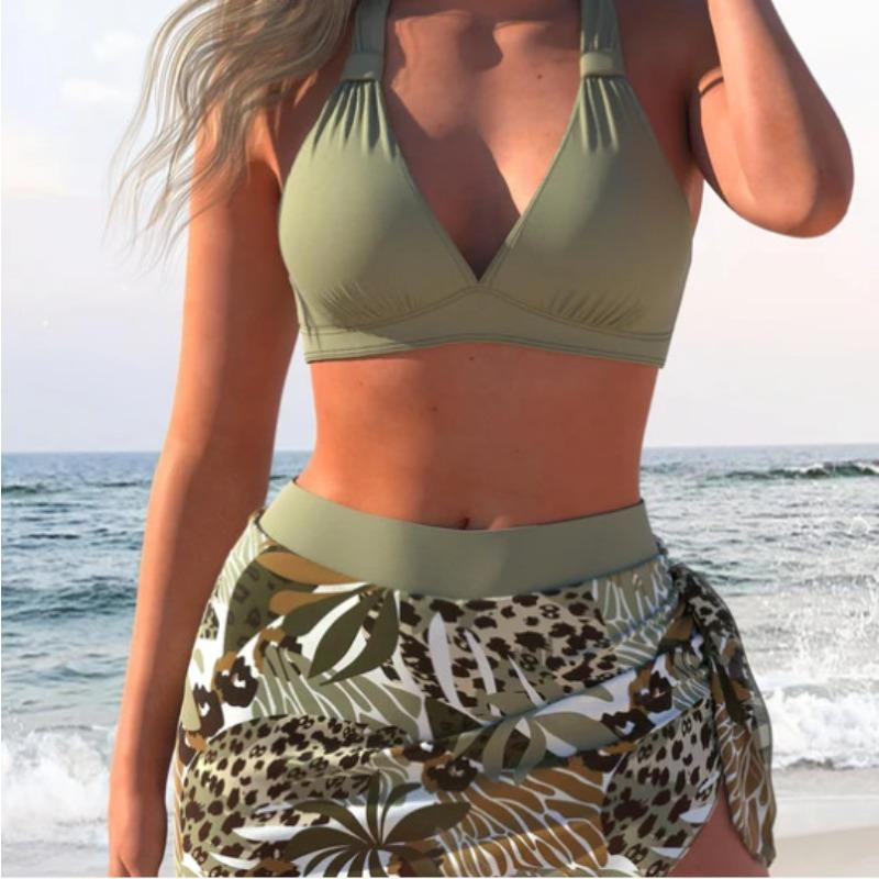 2026 European and American New Split Swimsuit Female Sexy Lace-up Tight Gathering Bikini Beach, Swimsuit