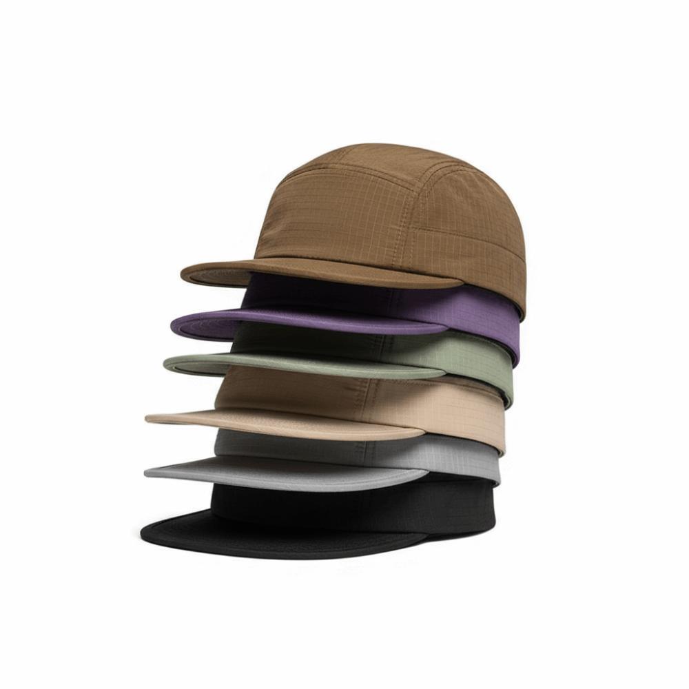 Versatile Japanese Style Flat-brimmed Baseball Cap Plaid Solid Color Hip-hop Hat Breathable Adjustable Quick Drying Cap Unisex