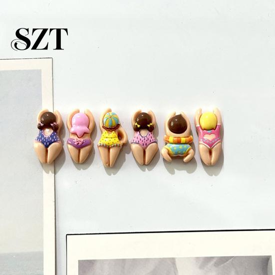 Swimming Athlete Magnet 6/11Pcs 3D Figure Refrigerator Magnet, Cartoon Bikini Women Kitchen Decorative Home Office Whiteboard Locker Fridge