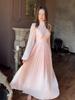 2025 European & American Style Women's Long White High-Neck Waist-Cinching Half-Sleeve Dress
