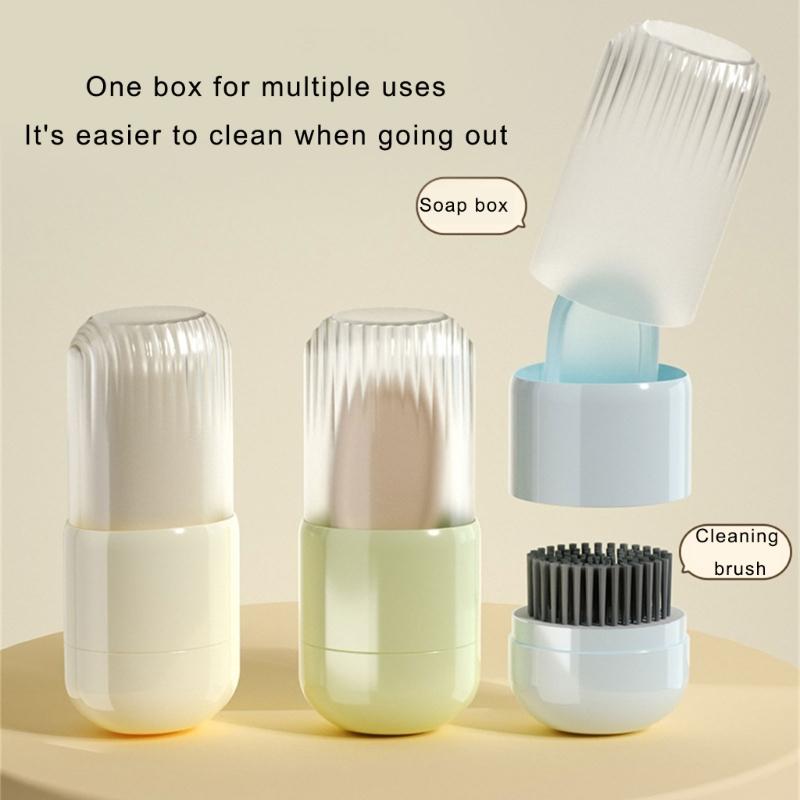 2 In 1 Soap Holder And Scrubber Travel Essential Waterproof Bathroom Organiser With Detachable Brush For Space Saving