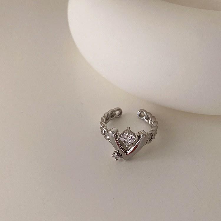 Niche Design Zircon Chain Love Couple Trendy Cool Woman Cold Wind Opening Ring Index Finger Ring