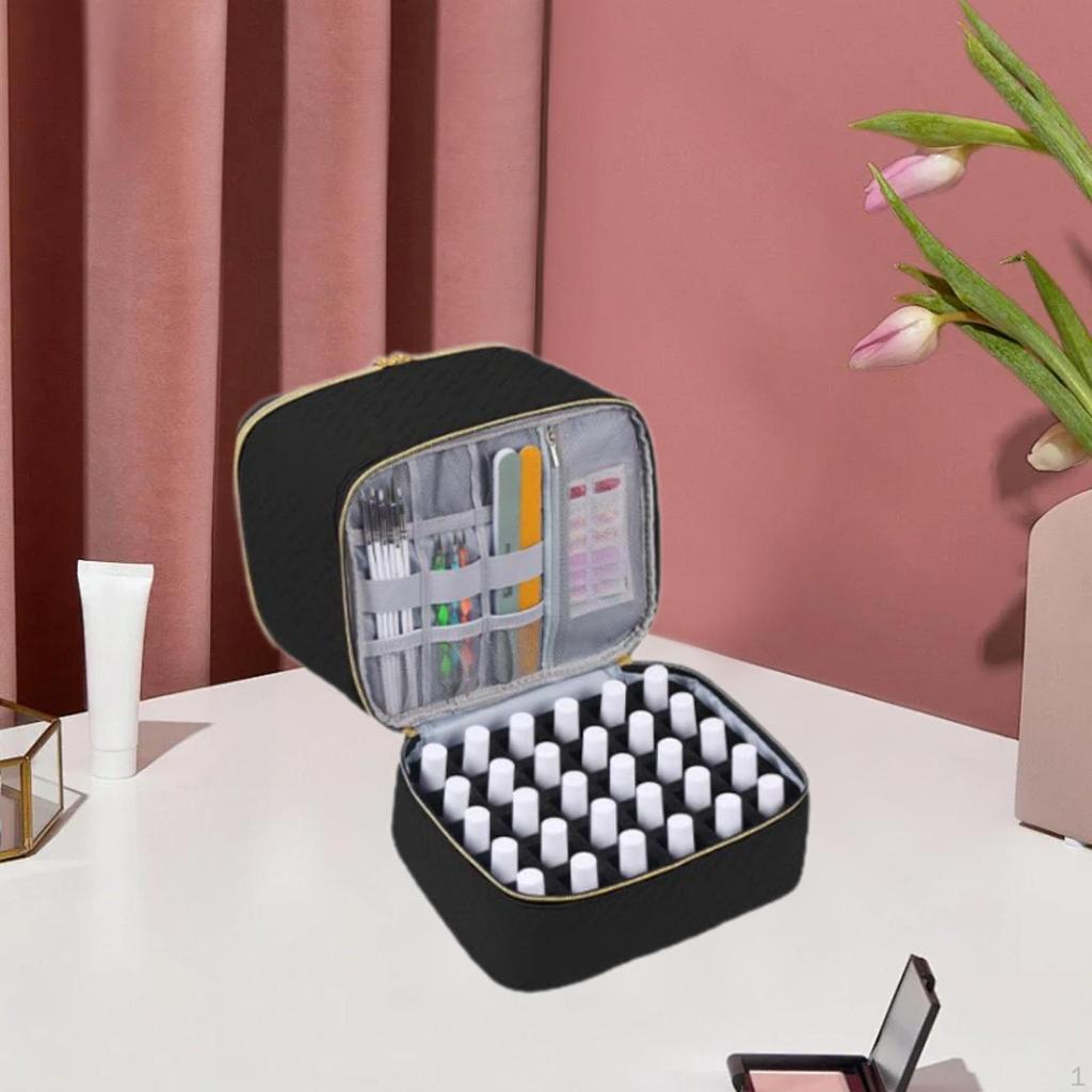 Nail Polish Organizer Bag PU Leather Travel Carrying Case Holder