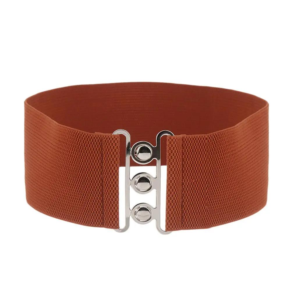 2026 New Women Fashion Wide Elastic Belt Metal Buckle Cinch Waistband Ladies Dress Waist Band Cummerbands Casual Stretch Belt