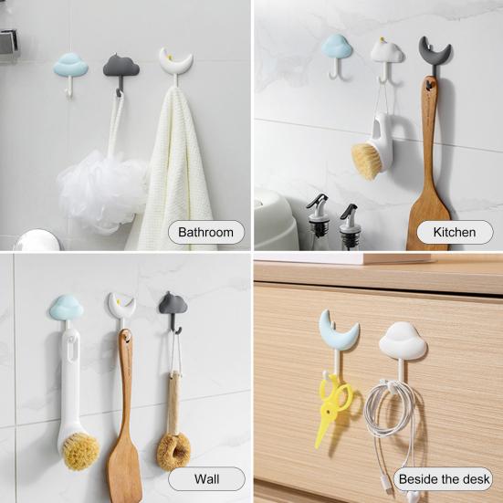 3 ks Roztomilý nástěnný háček Samolepicí Nástěnný Kuchyňský háček Mrak Měsíc Dekorativní háček Věšák na ručníky pro Organizaci Domova Ložnice Koupelny