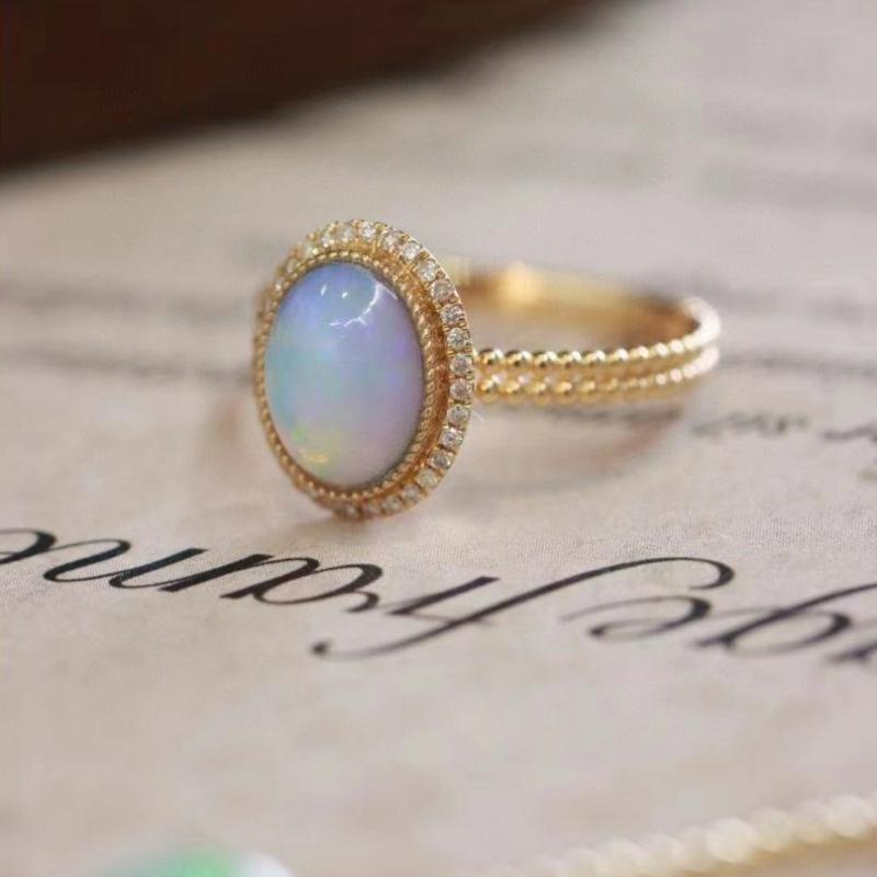 Contemporary Geometric Opal Ring For Women In Playful Candy Shades And Adjustable Size