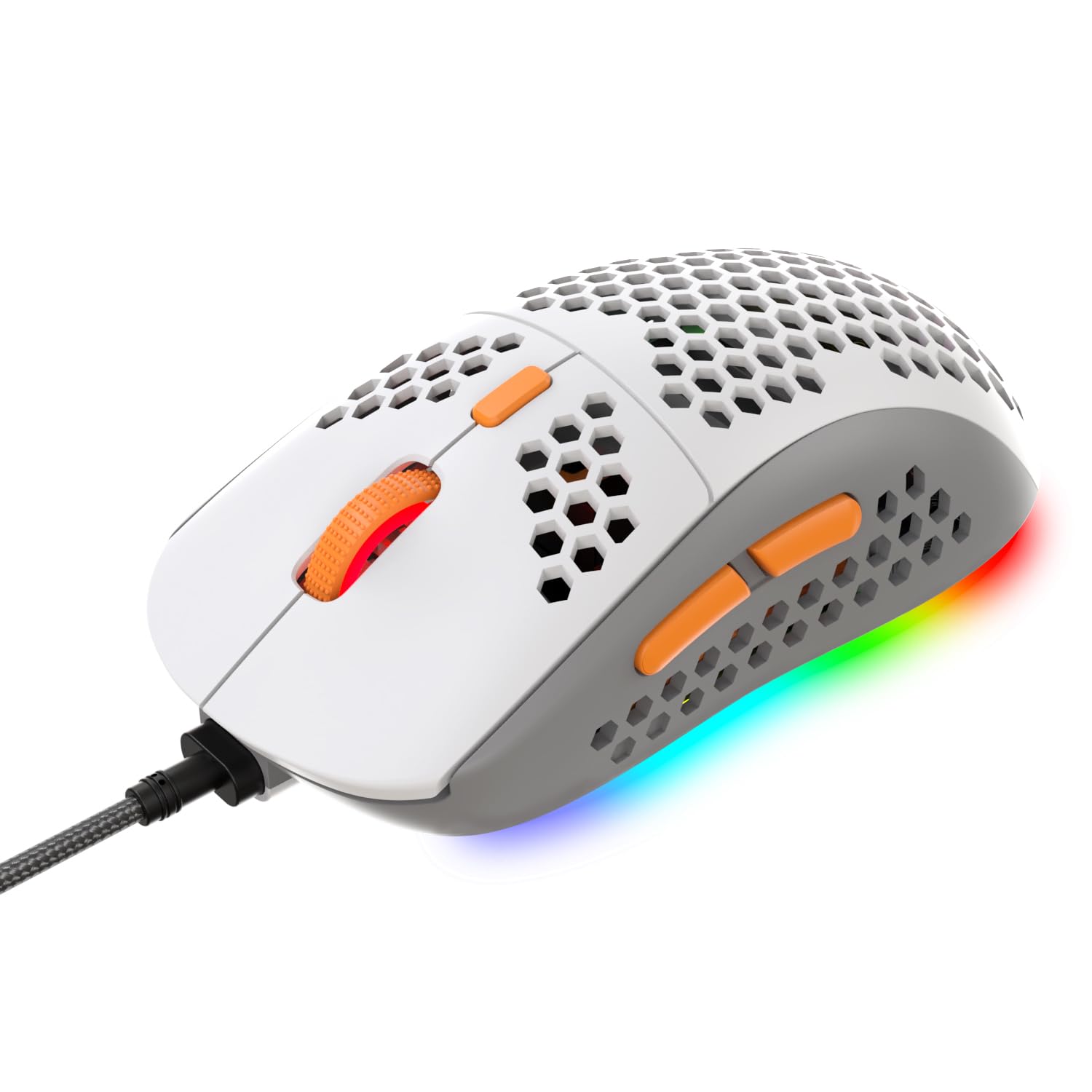 

MAMBASNAKE M8 Gaming Mouse Honeycomb Design 69g Ultra Lightweight RGB Wired Mouse 6 Level DPI Adjustment USB Port Programmable 7 Buttons Ergonomic