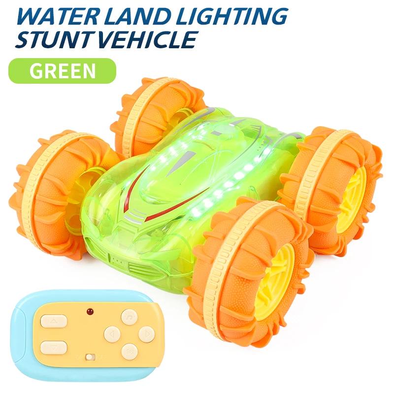 Non-Toxic Rc Car Amphibious Remote Control Vehicle Gesture Sensing Rolling 2.4G Light Double Sided Stunt Waterproof Christmas Toys For Kid