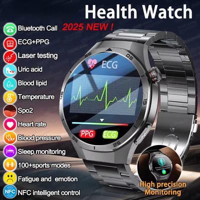 2025 New High Precision ECG+PPG Lipids Uric Acid Smart Watch Men Blood Pressure Body Fat Health NFC Sport Call Smartwatch for HUAWEI