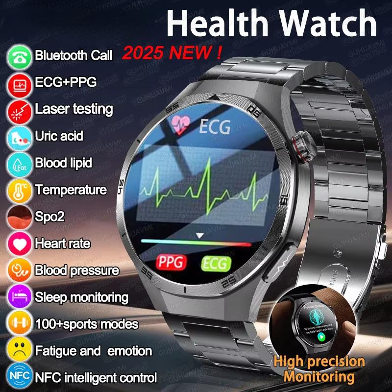 2025 New High Precision ECG+PPG Lipids Uric Acid Smart Watch Men Blood Pressure Body Fat Health NFC Sport Call Smartwatch for HUAWEI