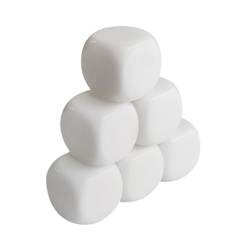 10Pcs Blank Acrylic Dices Cube 16mm Round Six Sided Dices for Board Game, DIY Sticker, Math Counting Teaching