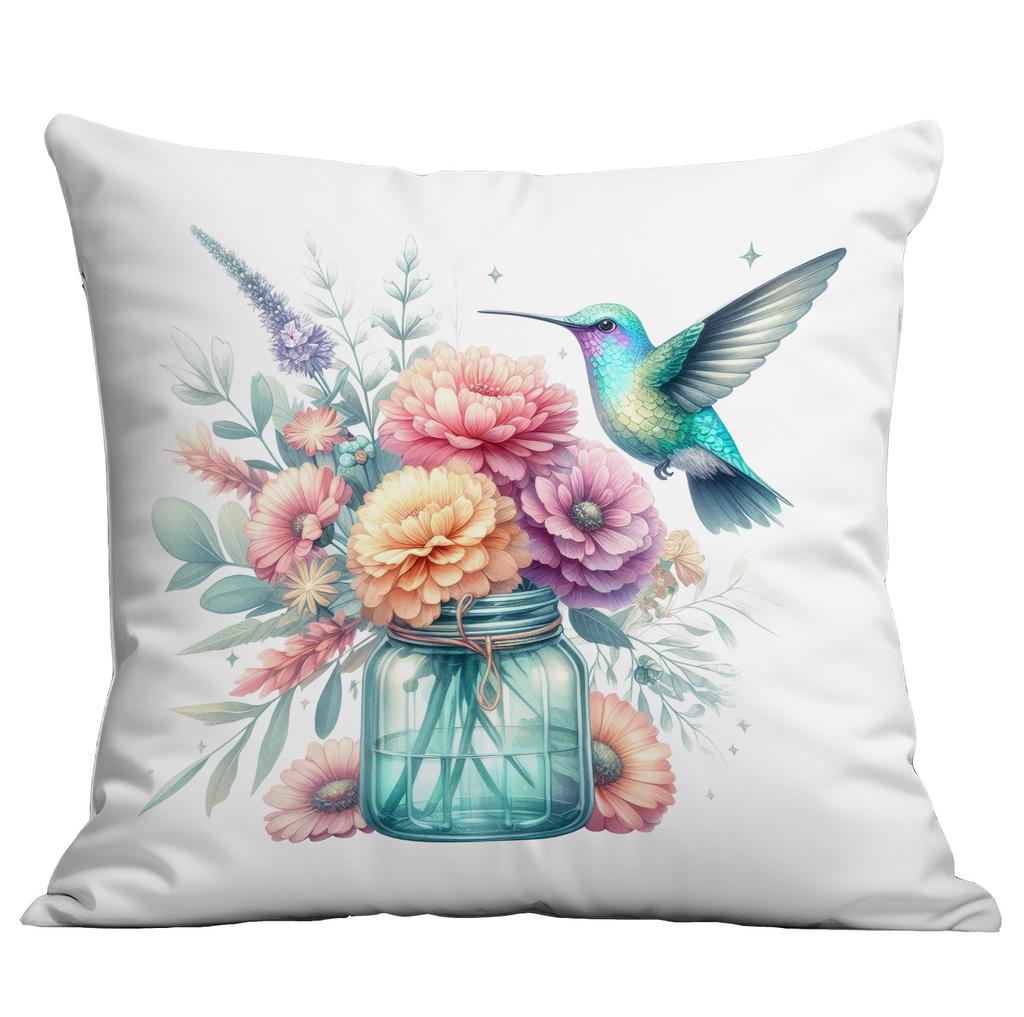 New Vintage Gold-plated Flower Hummingbird Print Pillowcase Home Sofa Cushion Pillowcase