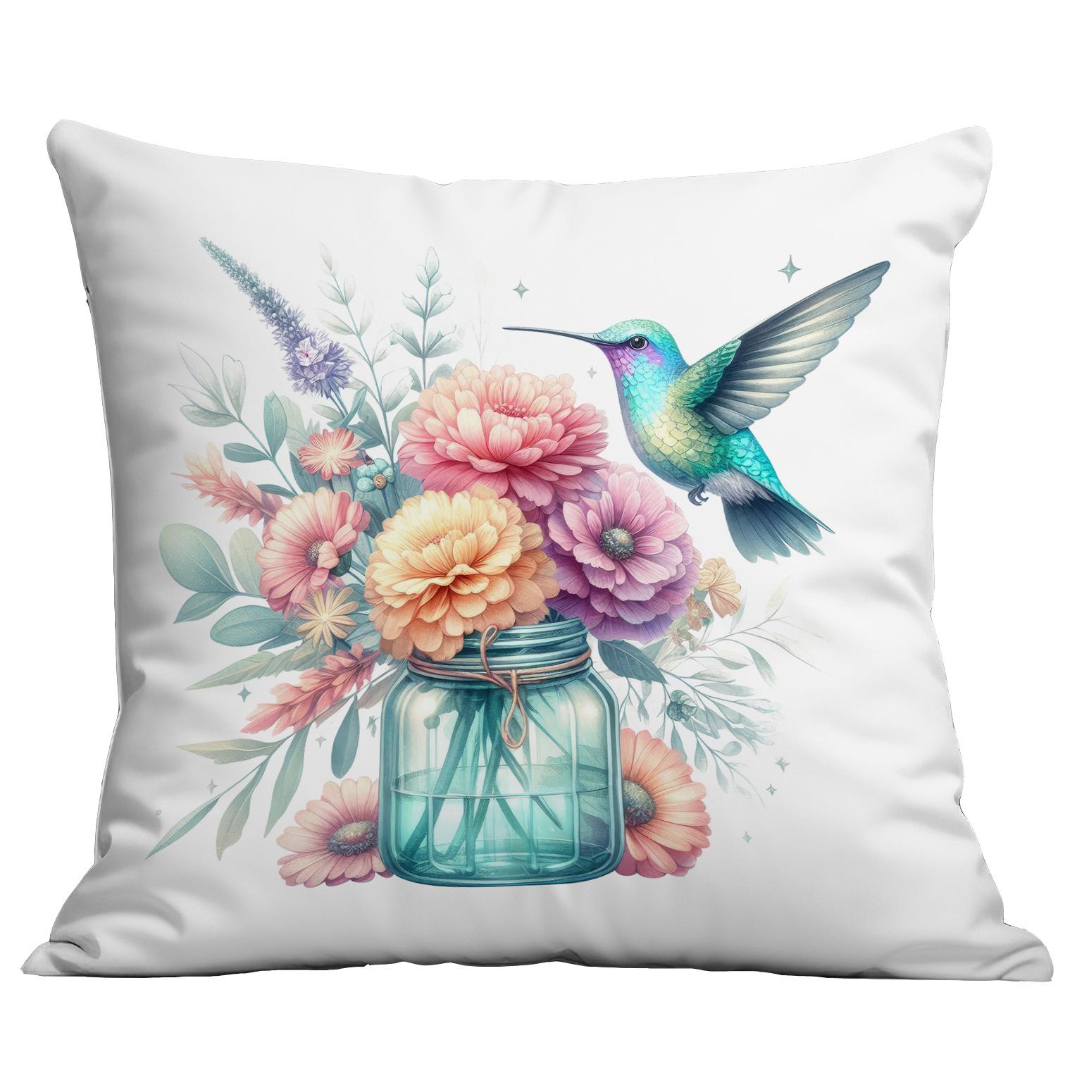 

Новая винтажная наволочка с принтом цветов и колибри с золотым покрытием, наволочка для подушки, домашняя, для дивана 45 * 45Cm