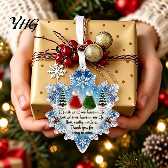 Holiday Window Ornaments Snowflake-Shaped Sea Glass Ornament, Acrylic Christmas Friendship Keepsake, Coastal Inspired Home Decorations Tree