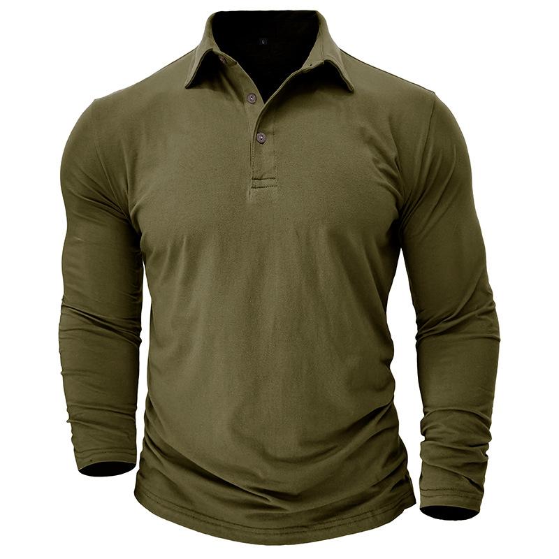 Polo Long Mens Sleeve Shirts 3button Casual Slim Fit Basic Tshirts Moisture Wicking Breathable Athletic Workout Collared Tops Golf Polo For Male