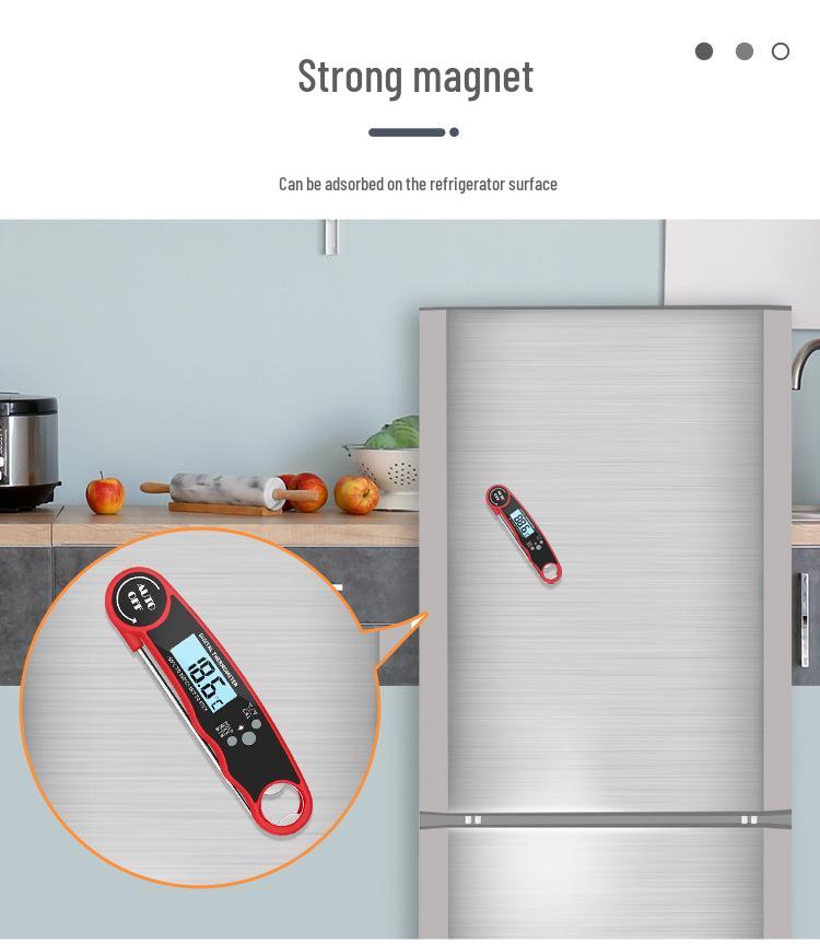 Hochpräzises digitales Fleischthermometer mit Temperatur- und Feuchtigkeitssensor, klappbare Sonde, hitzebeständig für Küche & Haushalt