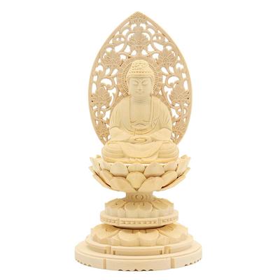 Kurita's Specialty Buddha Statue [Nyorai] Shaka Nyorai Seated Statue, 2.0 Inches (total Height 19cm, Width 10cm, Depth 9.5cm), High-Quality Cypress