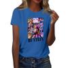 Women's  Group 2D Printed Round Neck Short Sleeve Top