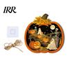 Rustic Wooden Pendant Halloween Pumpkin Sign, LED Light Up Ghost Hanging Lighted Wood Decor Wall Sign for Indoor Outdoor Holiday Party Art