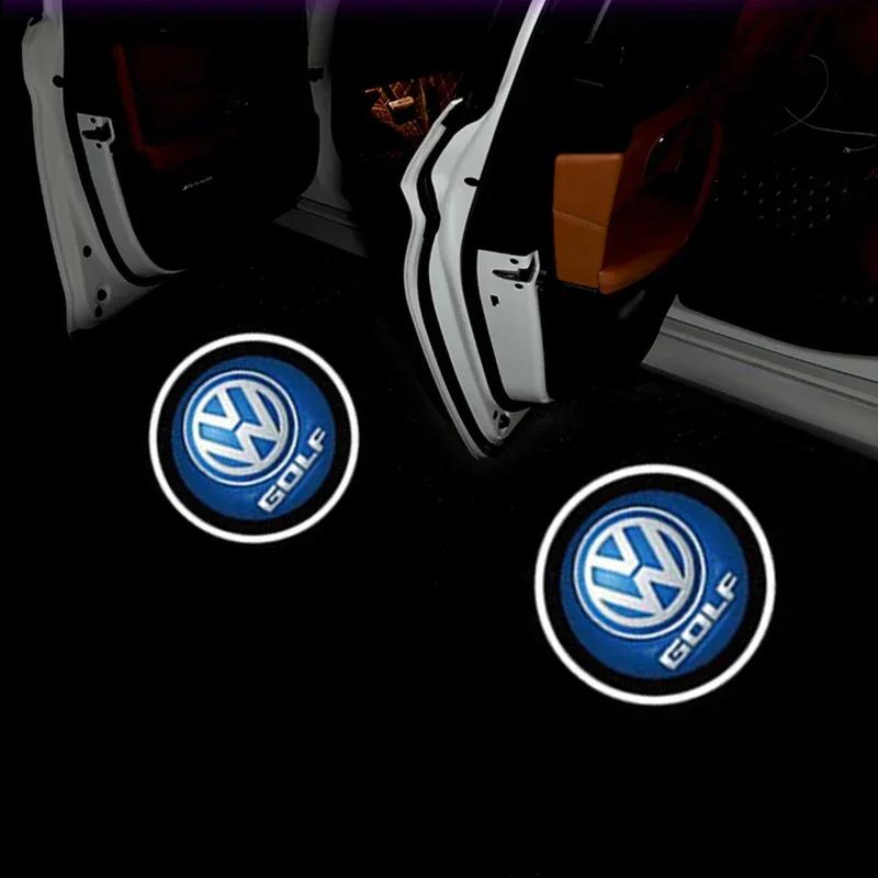 For VW New 2PCS Car Welcome Light Door Logo Lamp For Volkswagen Golf MK4 MK6 MK7 Jetta Touareg Beetle Passat Polo Tiguan CC Ac