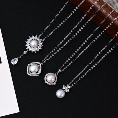S925 Sterling Silver Shell Pearl Flower Pendant Necklace - Light Luxury Versatile Clavicle Chain