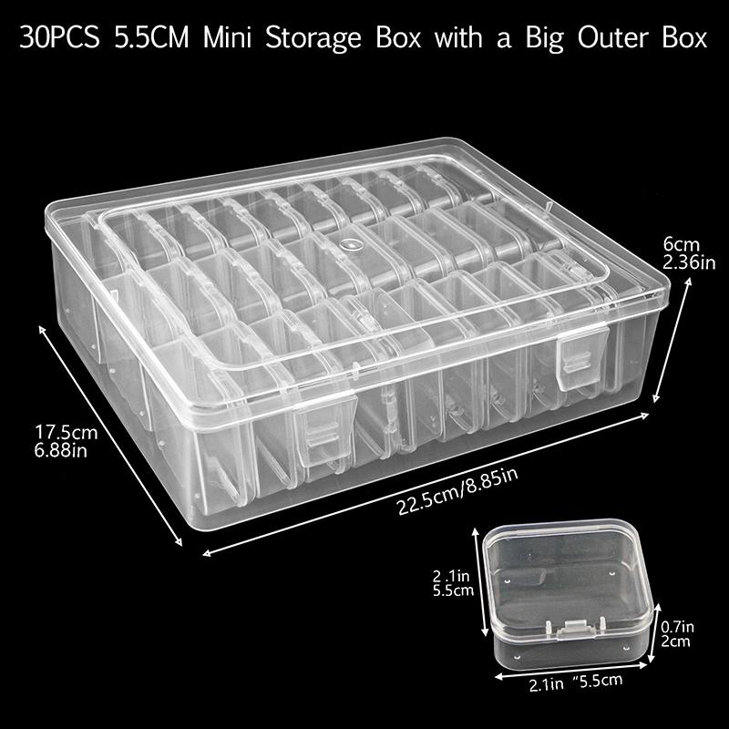12/15/30PCS 5.5cm Size Square Box Storage Set Household Waterproof Dustproof Transparent Plastic Small Part Organizer Case ZYF