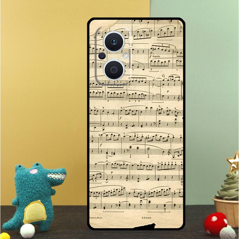 Music Score Musical Notes Case For OPPO Reno 15F 14F 11 12 13 F 14 10 15 Pro 7 8 Lite OPPO Find X5 X6 X8 X9 Pro Cover