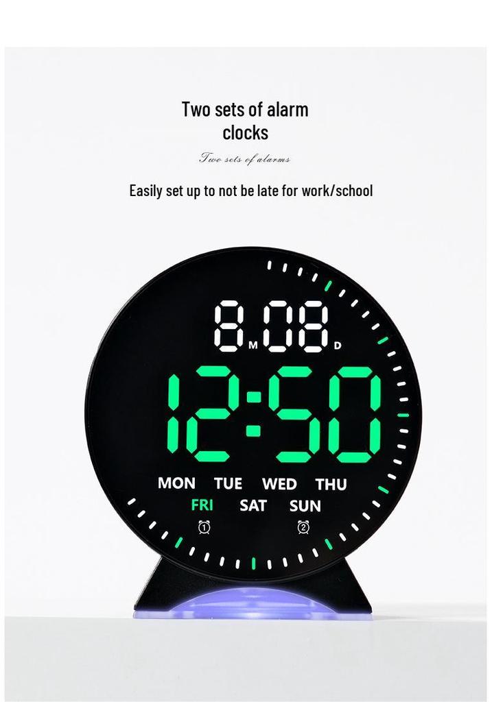 Multifunctional LED Alarm Clock with Night Light & Sweep Second Hand - Model 6680