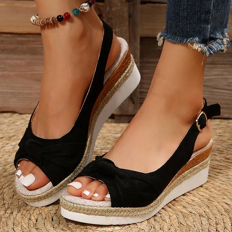 Fashion Women's Peep Toe Wedge Sandals Summer Lightweight Casual Platform Sandals Woman Non Slip Espadrilles Gladiator Shoes Plus Size