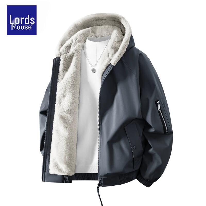 Men's Premium American-Style Faux Rabbit Fur Lined Hooded Jacket