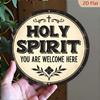 Vintage Holy Spirit Round Aluminum Wall Art D Engraved Cross Leaf Sign Distressed Durable Metal Decor