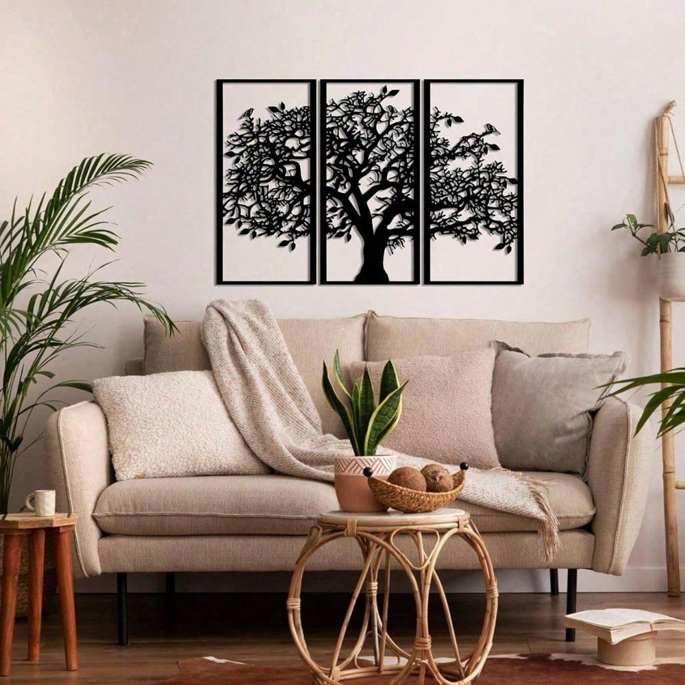 Modern Iron Wall Art Decor for Living Room, Boho Zen Nature Inspired Hanging, Aesthetic Home Ornament, Housewarming Gift