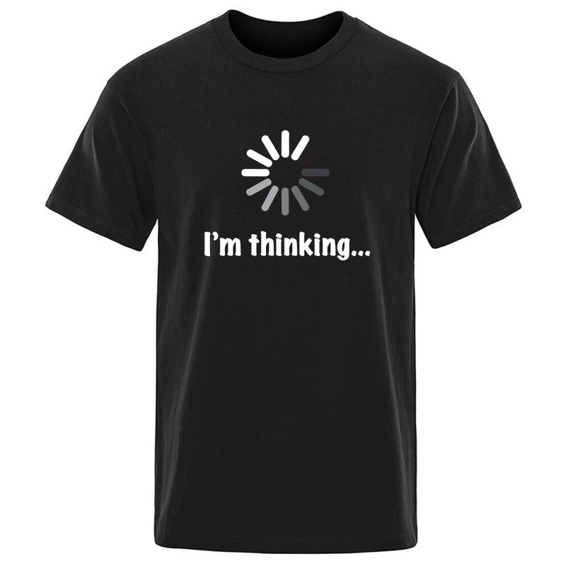Im Thinking Printed Funny Tshirt UNISEX Women Summer Cotton Clothing Fashion Space Fans Round Neck Short Sleeved Tops Streetwear