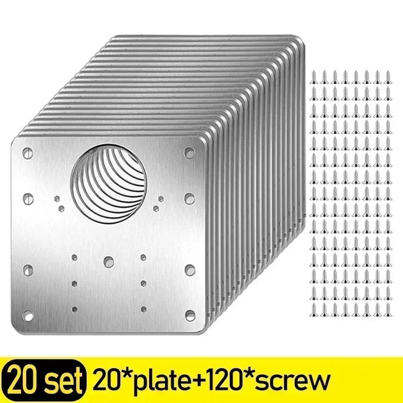 Cabinet Hinge Repair Plate Kits Stainless Steel Furniture Door Hinge Mounting Plate with Hole Home Kitchen Cupboard Fixing Tools