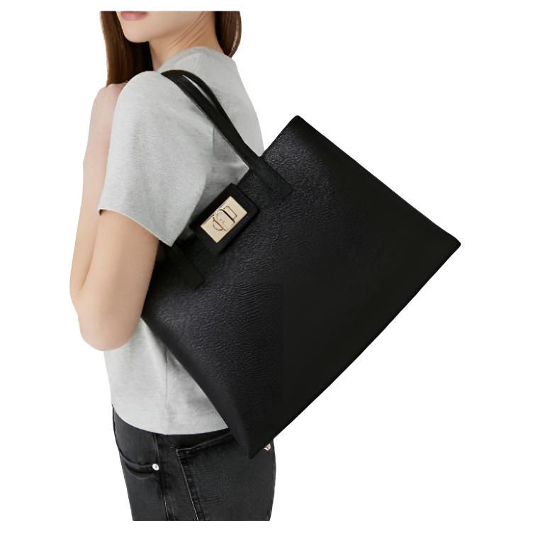 New Furla 1927 Collection Leather Tote Bag, Shopping Bag, Crossbody Bag, Handbag Medium Unisex Black WB00560-ARE000-O6000
