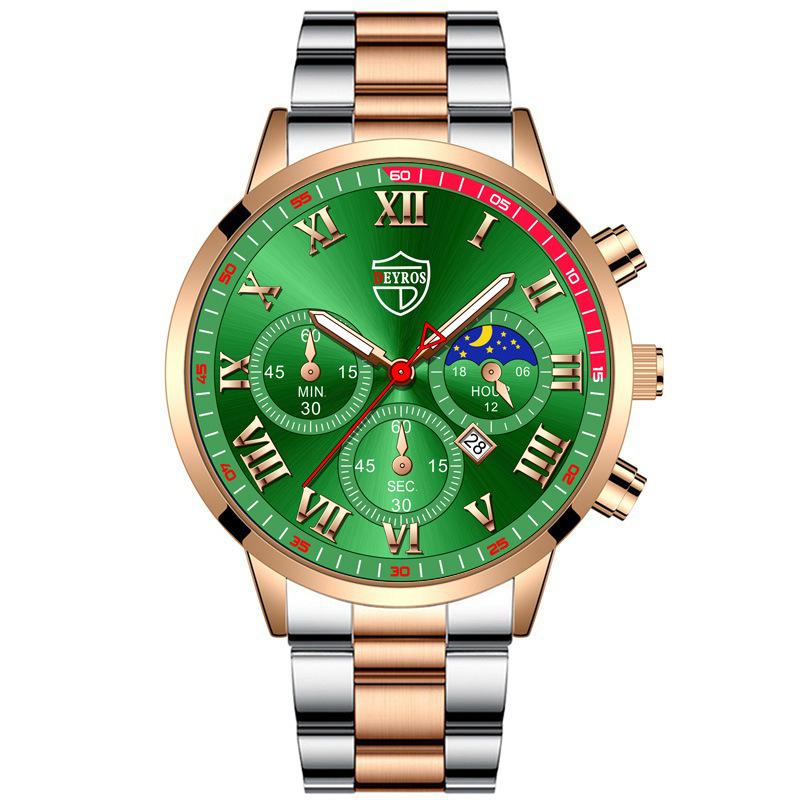 Classic Stainless Steel Watch Men's Calendar Quartz Watch Men's Personality Watch Casual Student Watch Business Watch